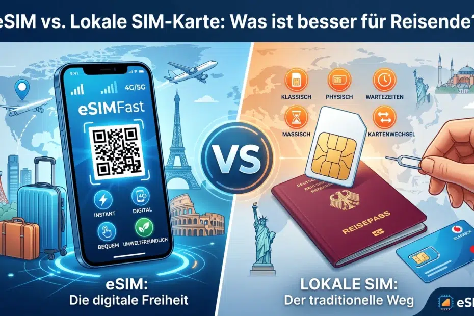 Vergleich zwischen digitaler eSIM und lokaler SIM-Karte im Ausland