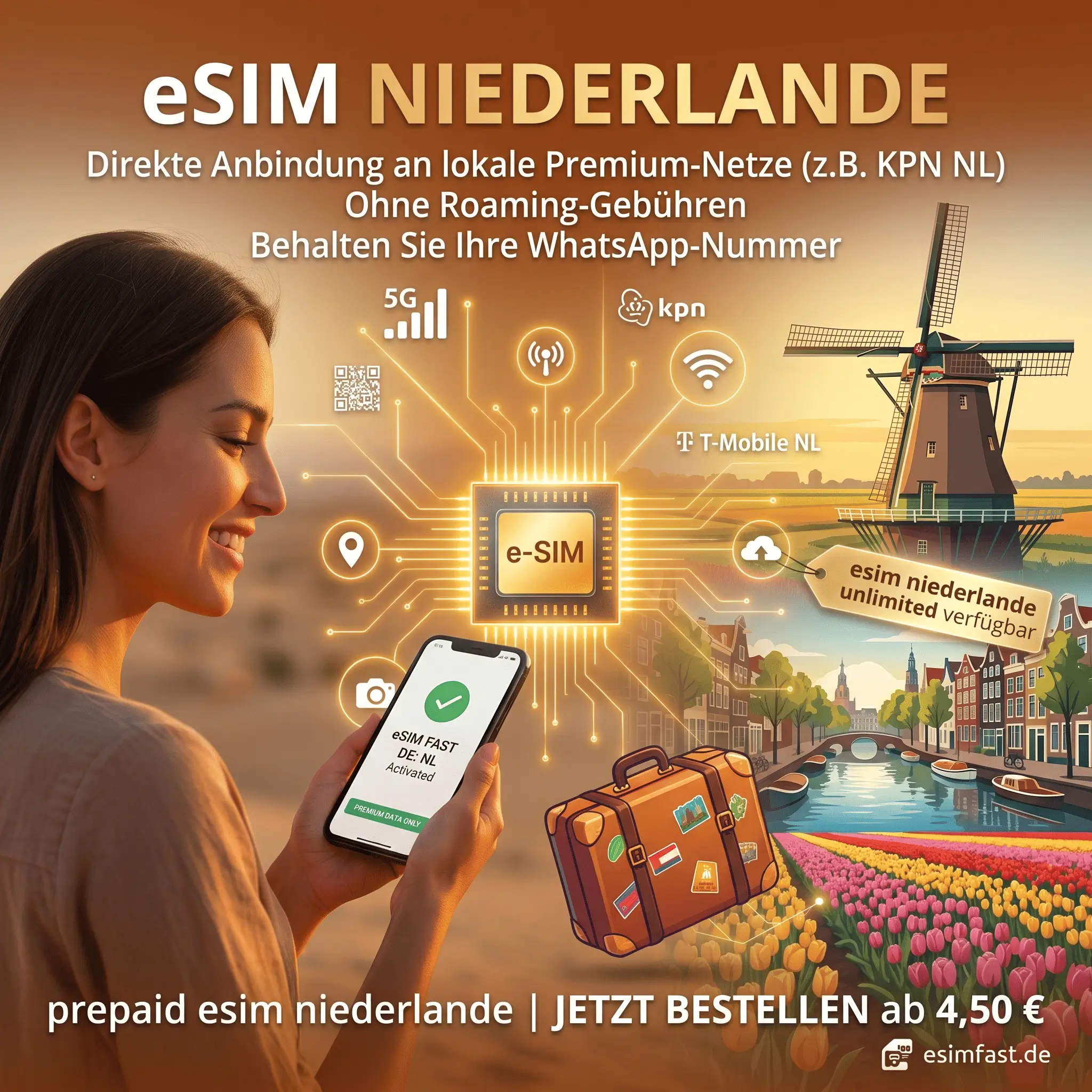 eSIM Niederlande Premium Datenpaket