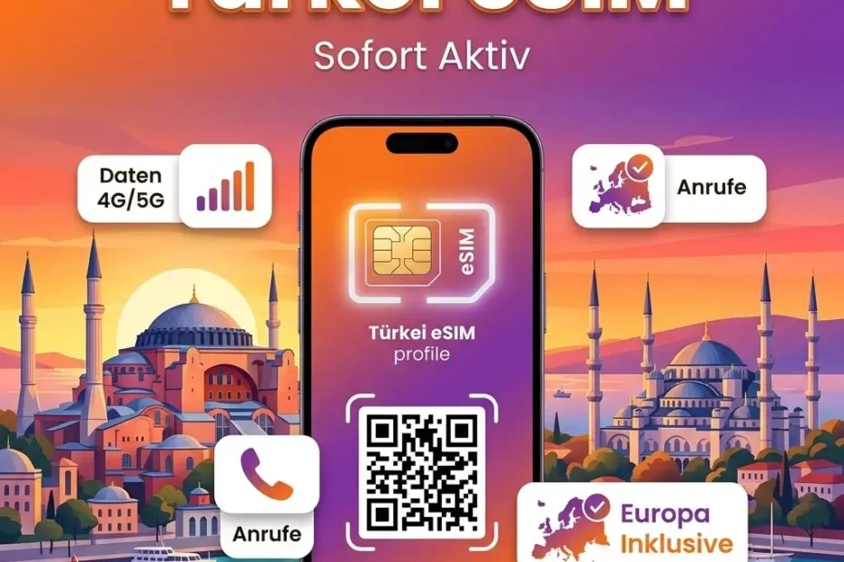eSIM Türkei Datenpaket – QR-Code Installation im Netz von Türk Telekom und Vodafone, ohne Roaming-Gebühren